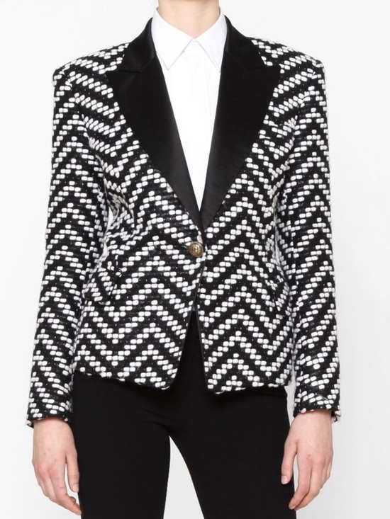 Balmain Jackets & Blazers - BALMAIN Blazer Tweed Chevron wool